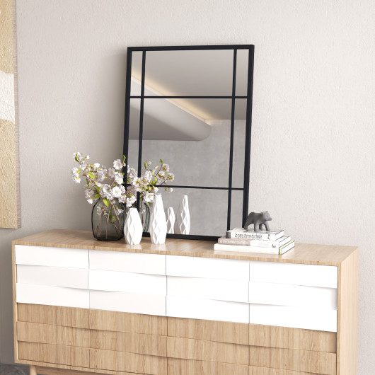 Black Metal Framed Wall Mounted Mirror with Shatterproof Glass - Image 5