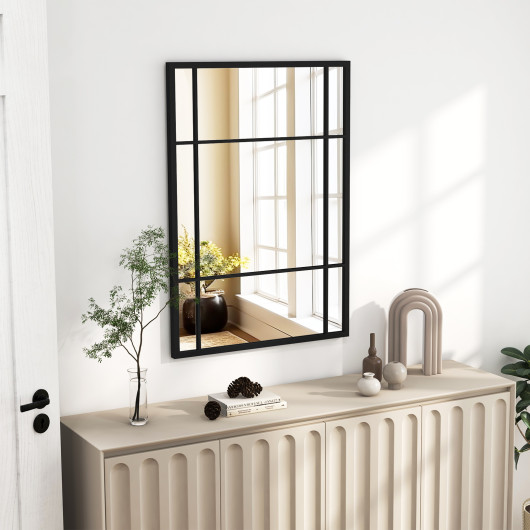 Black Metal Framed Wall Mounted Mirror with Shatterproof Glass - Image 6