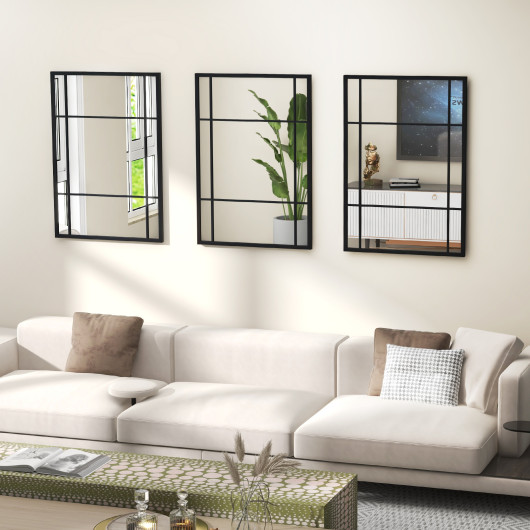 Black Metal Framed Wall Mounted Mirror with Shatterproof Glass - Image 7