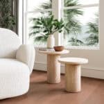 Sleek Modern Accent Tables with Travertine Finish (Set of 2) 6 Sleek Modern Accent Tables with Travertine Finish (Set of 2)