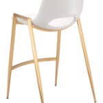 White and Gold Faux Leather Counter Stool with Footrest (Set of 2)