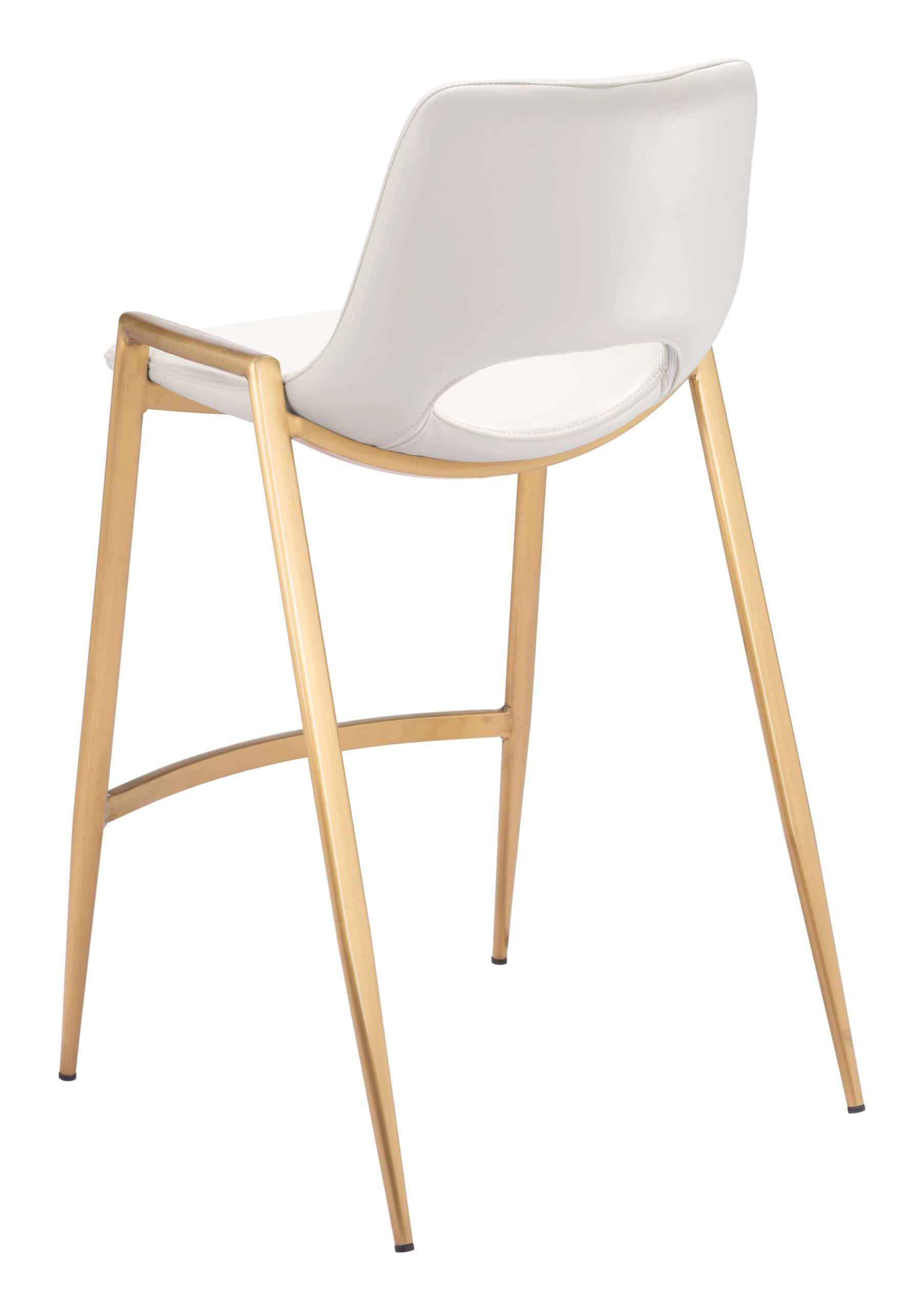 White and Gold Faux Leather Counter Stool with Footrest (Set of 2)