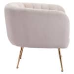 Art Deco Beige Velvet Accent Chair with Gold Legs