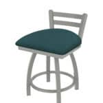 18-Inch Low Ladder Back Vanity Stool with Steel Frame, Anodized Nickel Finish, Graph Tidal Seat, and Single-Ring Base