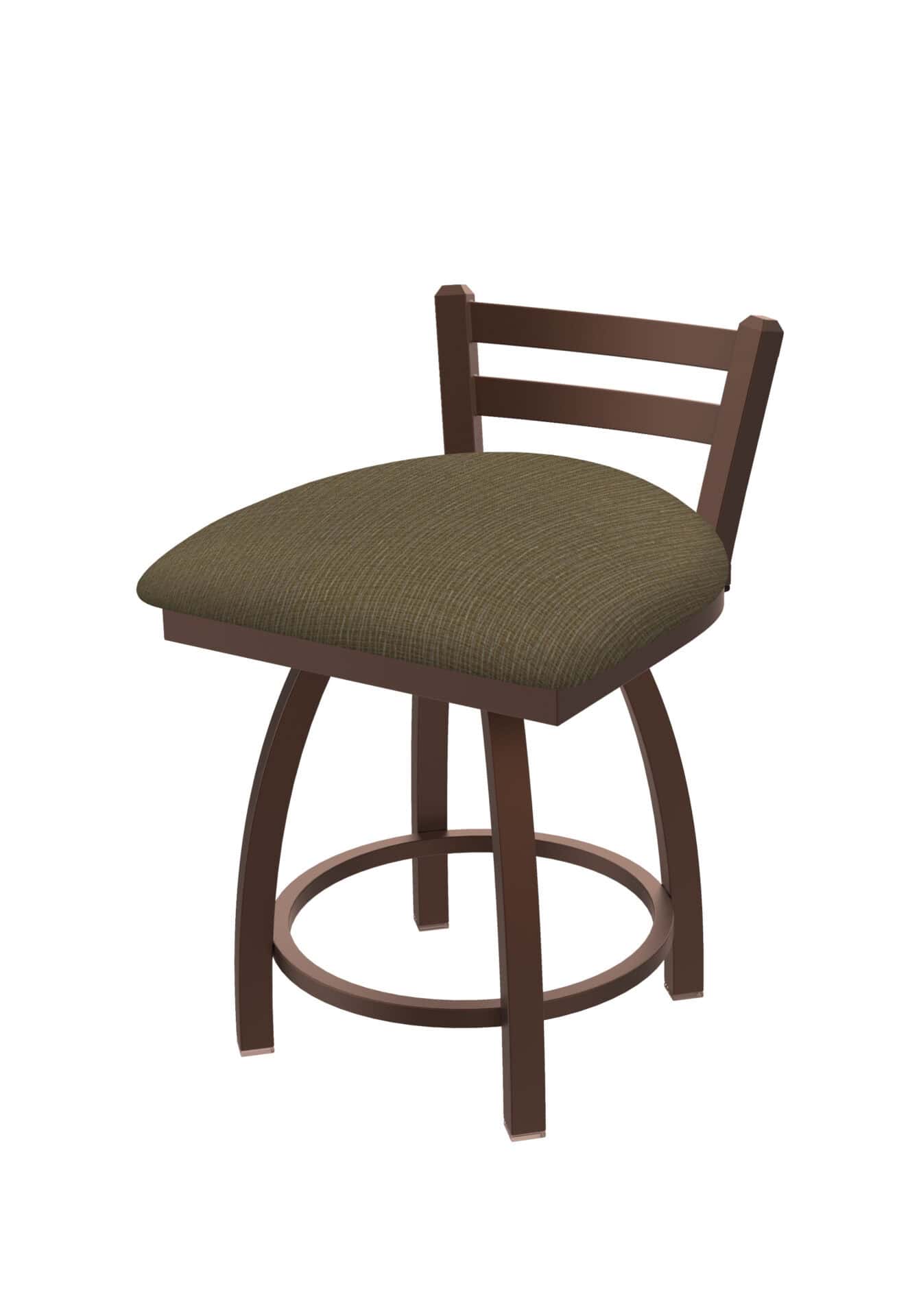 18-Inch Low Ladder Back Vanity Stool with Steel Frame, Bronze Finish, Graph Cork Seat, and Single-Ring Base 1 18-Inch Low Ladder Back Vanity Stool with Steel Frame, Bronze Finish, Graph Cork Seat, and Single-Ring Base