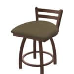 18-Inch Low Ladder Back Vanity Stool with Steel Frame, Bronze Finish, Graph Cork Seat, and Single-Ring Base