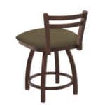 18-Inch Low Ladder Back Vanity Stool with Steel Frame, Bronze Finish, Graph Cork Seat, and Single-Ring Base
