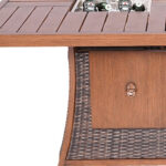 Brown Wicker Gas Fire Pit Table with Ice Bucket, Modern