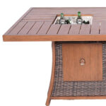 Brown Wicker Gas Fire Pit Table with Ice Bucket, Modern
