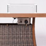 Brown Wicker Gas Fire Pit Table with Ice Bucket, Modern