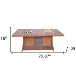 Brown Wicker Gas Fire Pit Table with Ice Bucket, Modern