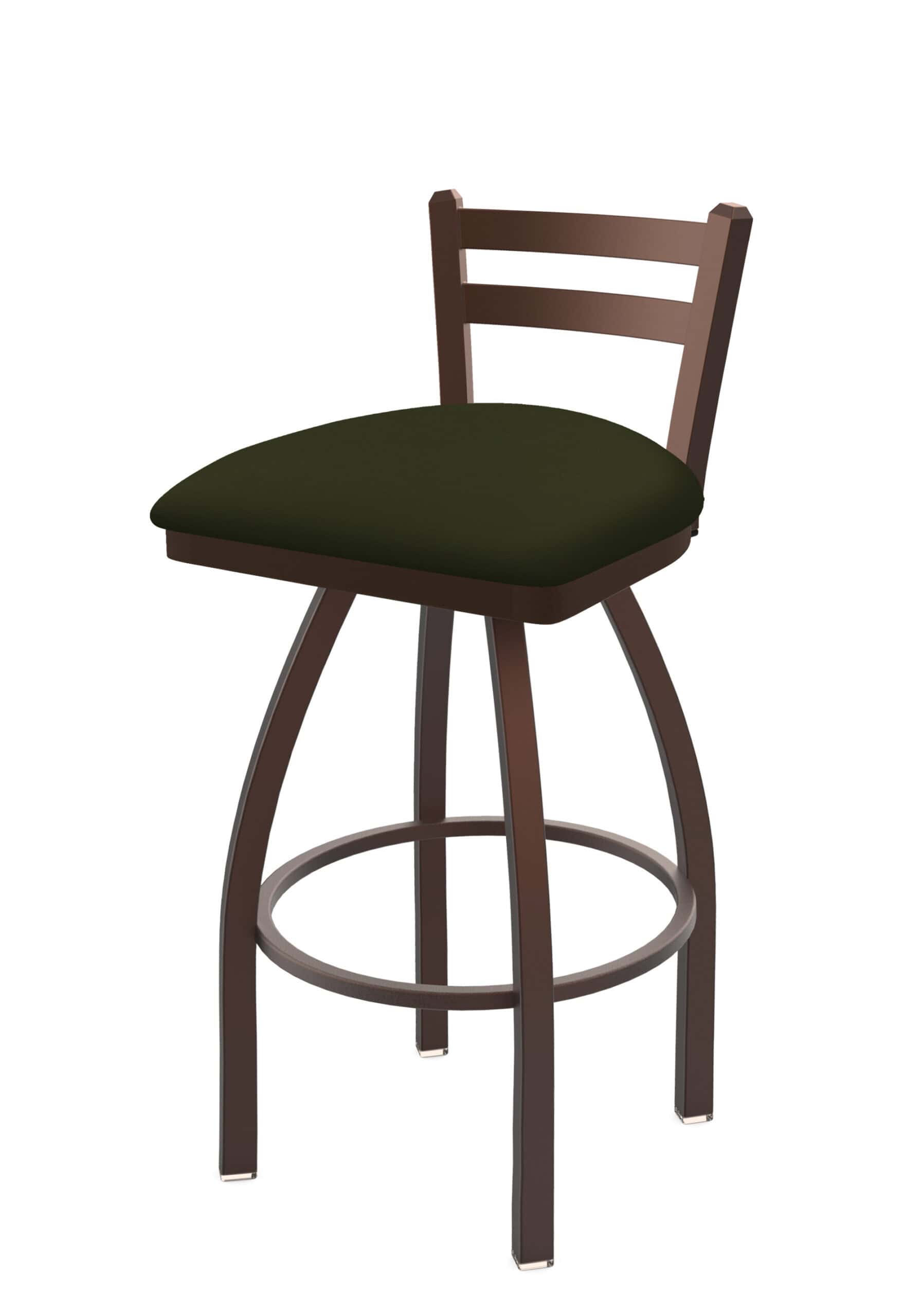 30-Inch Low Ladder Back Bar Stool with Steel Frame, Bronze Finish, Canter Pine Seat, and Single-Ring Base 6 30-Inch Low Ladder Back Bar Stool with Steel Frame, Bronze Finish, Canter Pine Seat, and Single-Ring Base