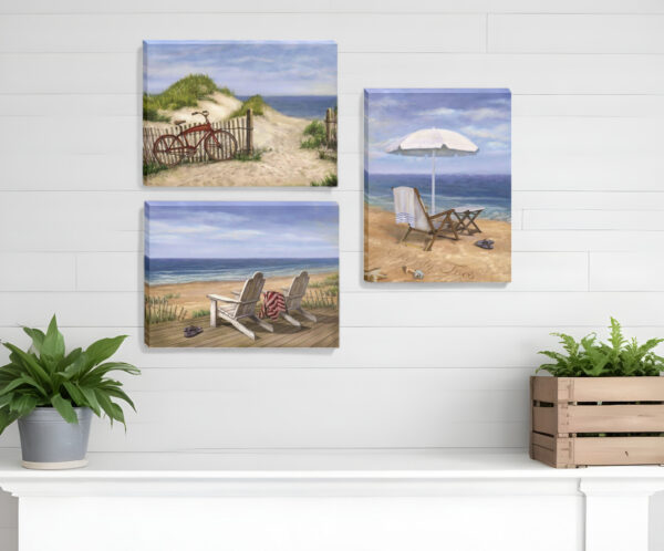 Set of 3 Beach Canvas Wall Art Prints