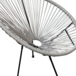 28" Gray and Black Indoor Outdoor String Accent Chairs, Set of 2