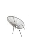 28" Gray and Black Indoor Outdoor String Accent Chairs, Set of 2