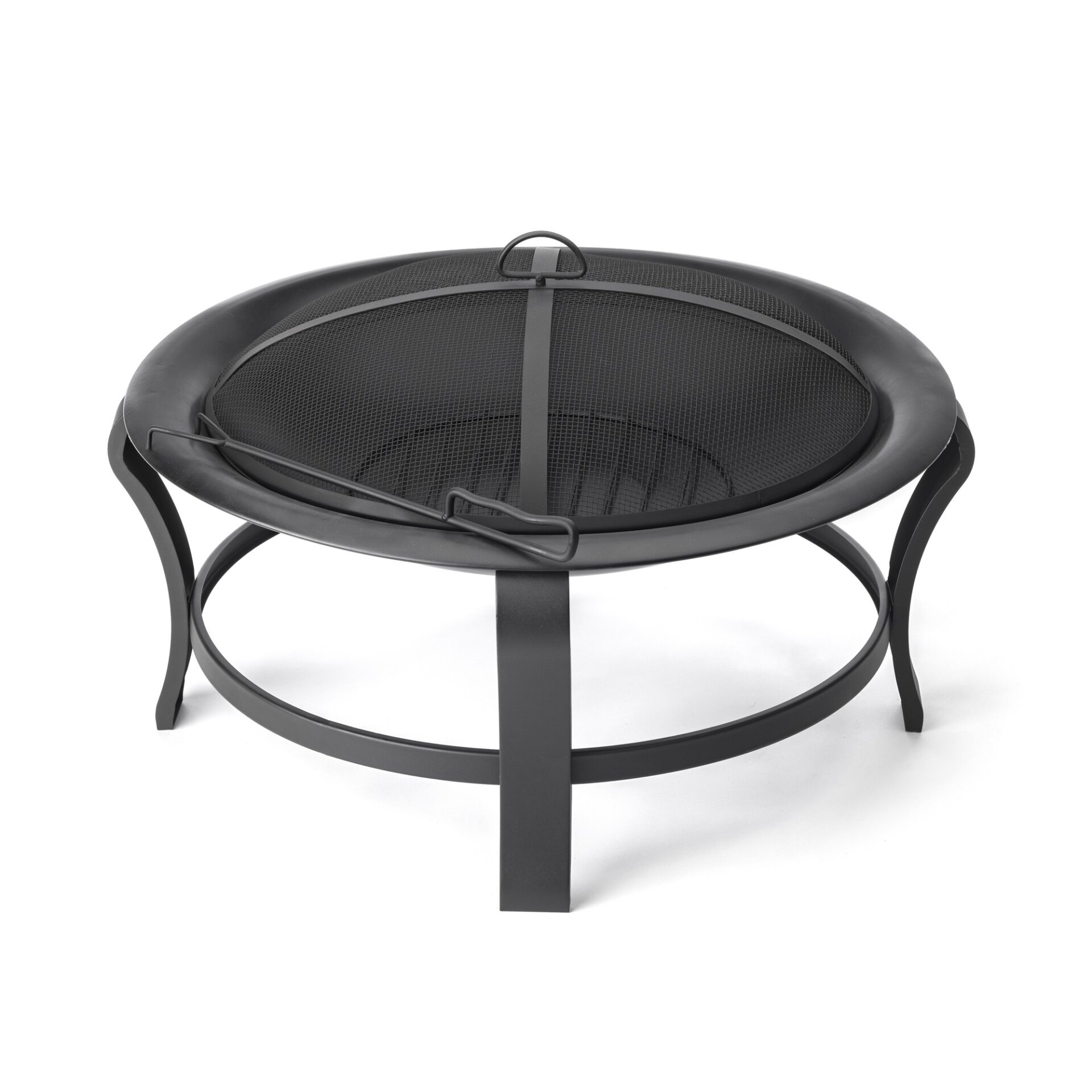 30" Black Steel Round Wood Burning Fire Pit with Cover 2 30" Black Steel Round Wood Burning Fire Pit with Cover - Image 2