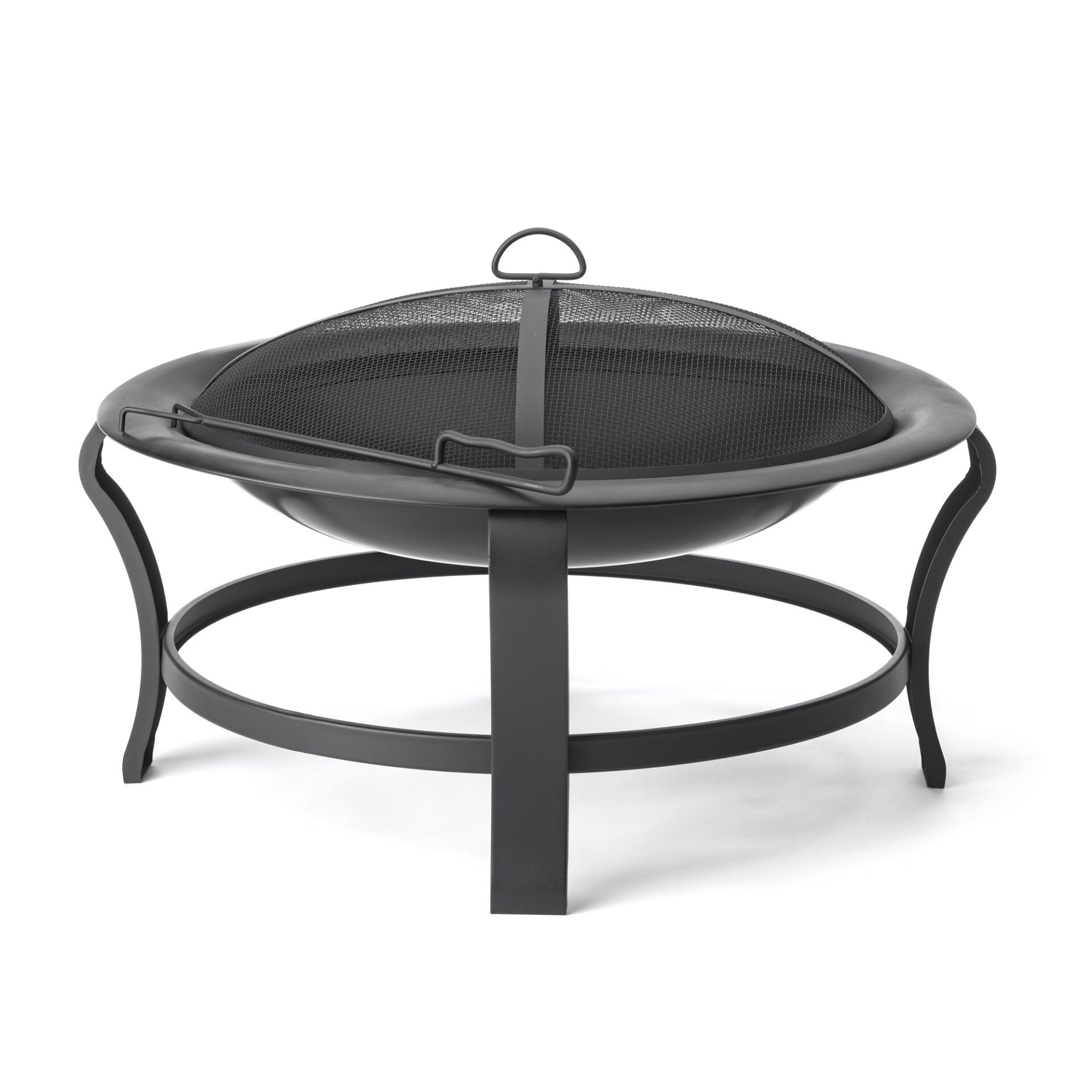 30" Black Steel Round Wood Burning Fire Pit with Cover 1 30" Black Steel Round Wood Burning Fire Pit with Cover