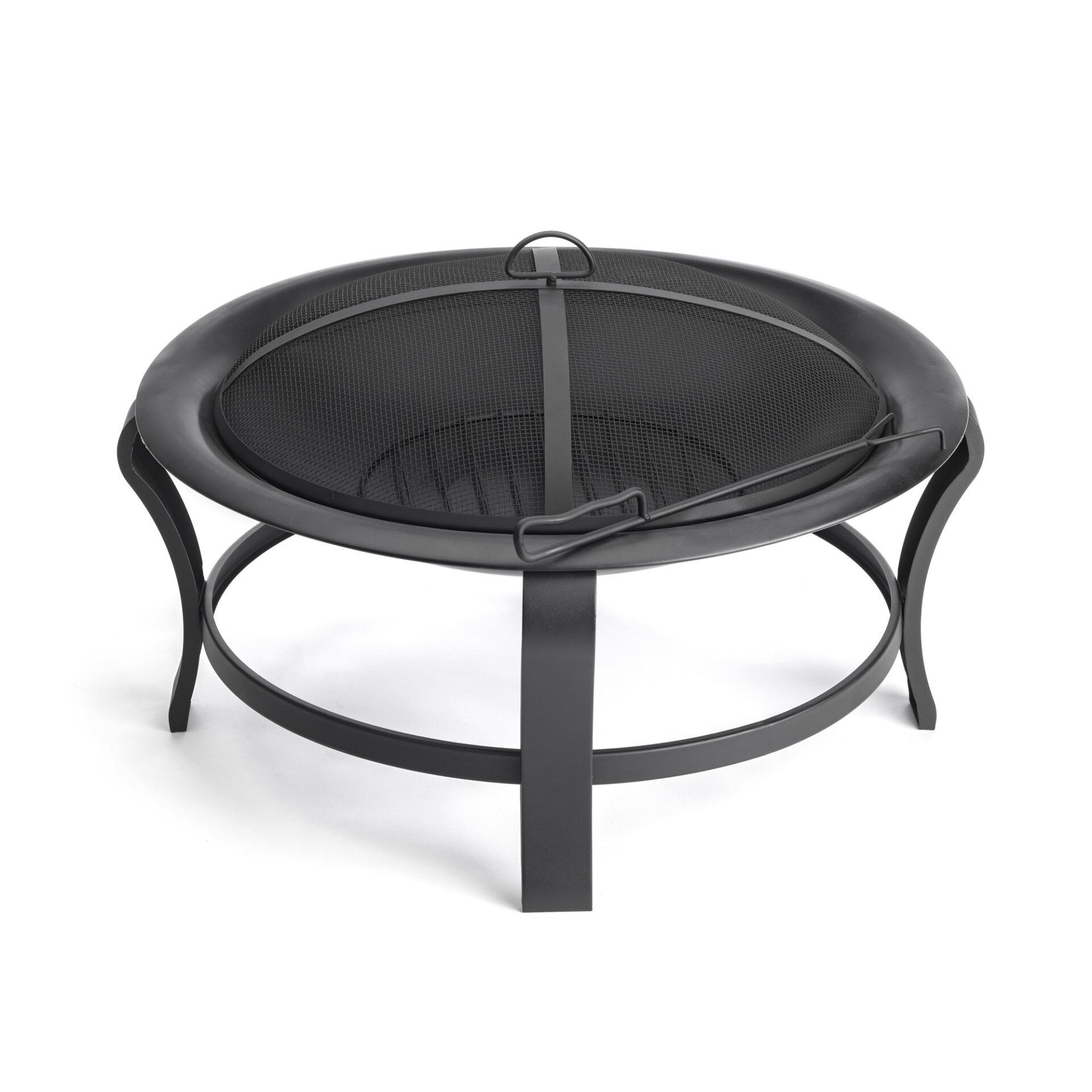30" Black Steel Round Wood Burning Fire Pit with Cover 3 30" Black Steel Round Wood Burning Fire Pit with Cover - Image 3