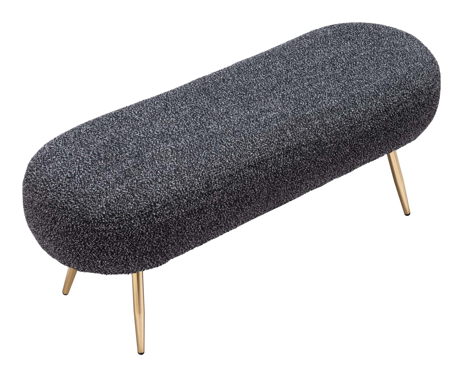 Velvet Black Bench with Steel Legs, Modern Design, Seats 2 4 Velvet Black Bench with Steel Legs, Modern Design, Seats 2 - Image 4