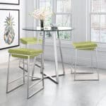 Green Counter Stool with Brushed Stainless Steel Frame (Set of 2)