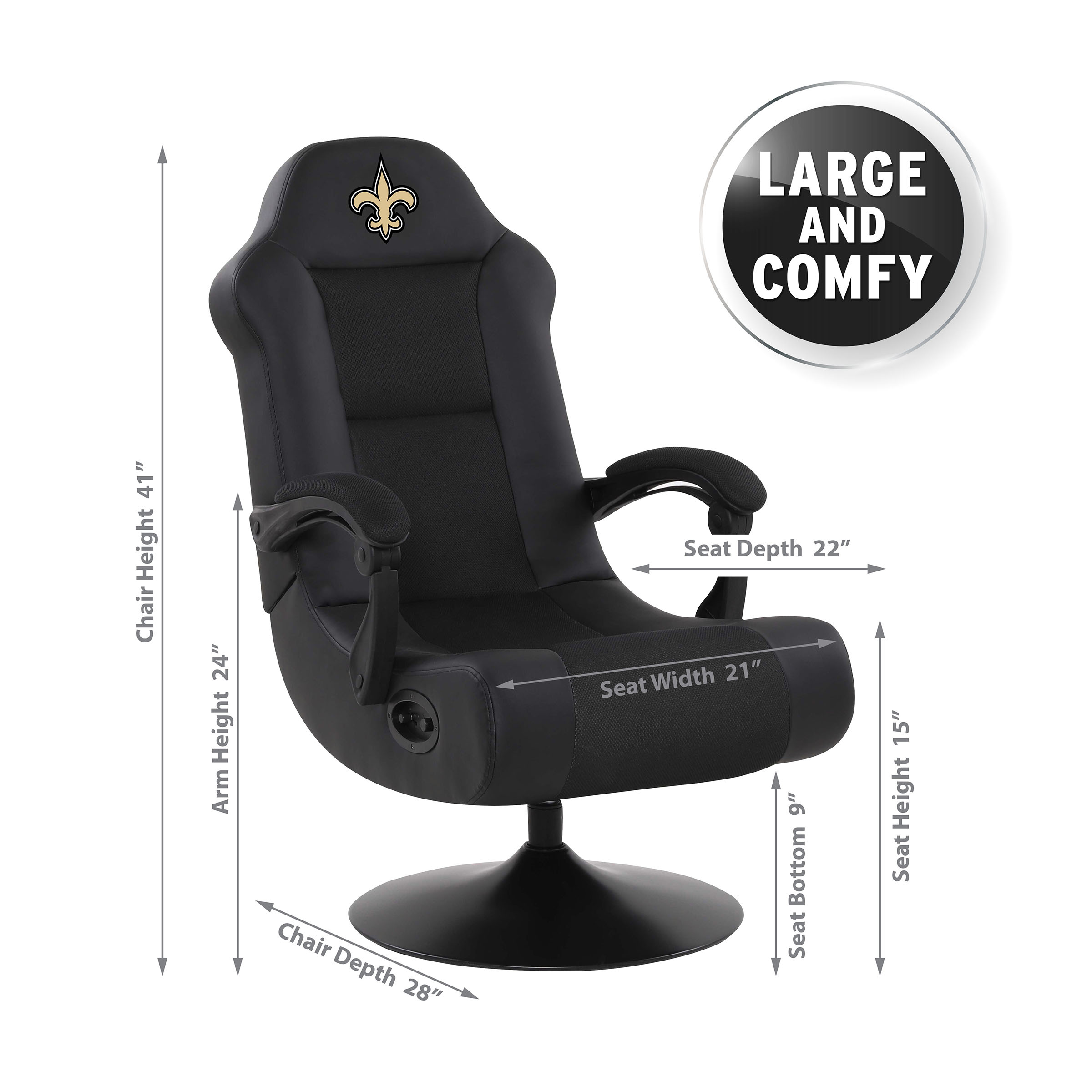 new orleans saints bluetooth swivel gaming chair