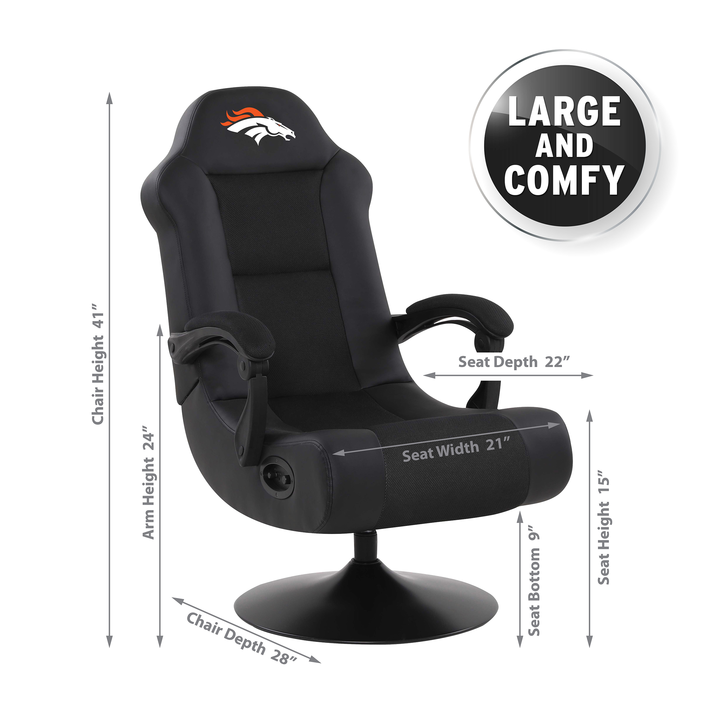 denver broncos bluetooth swivel gaming chair black