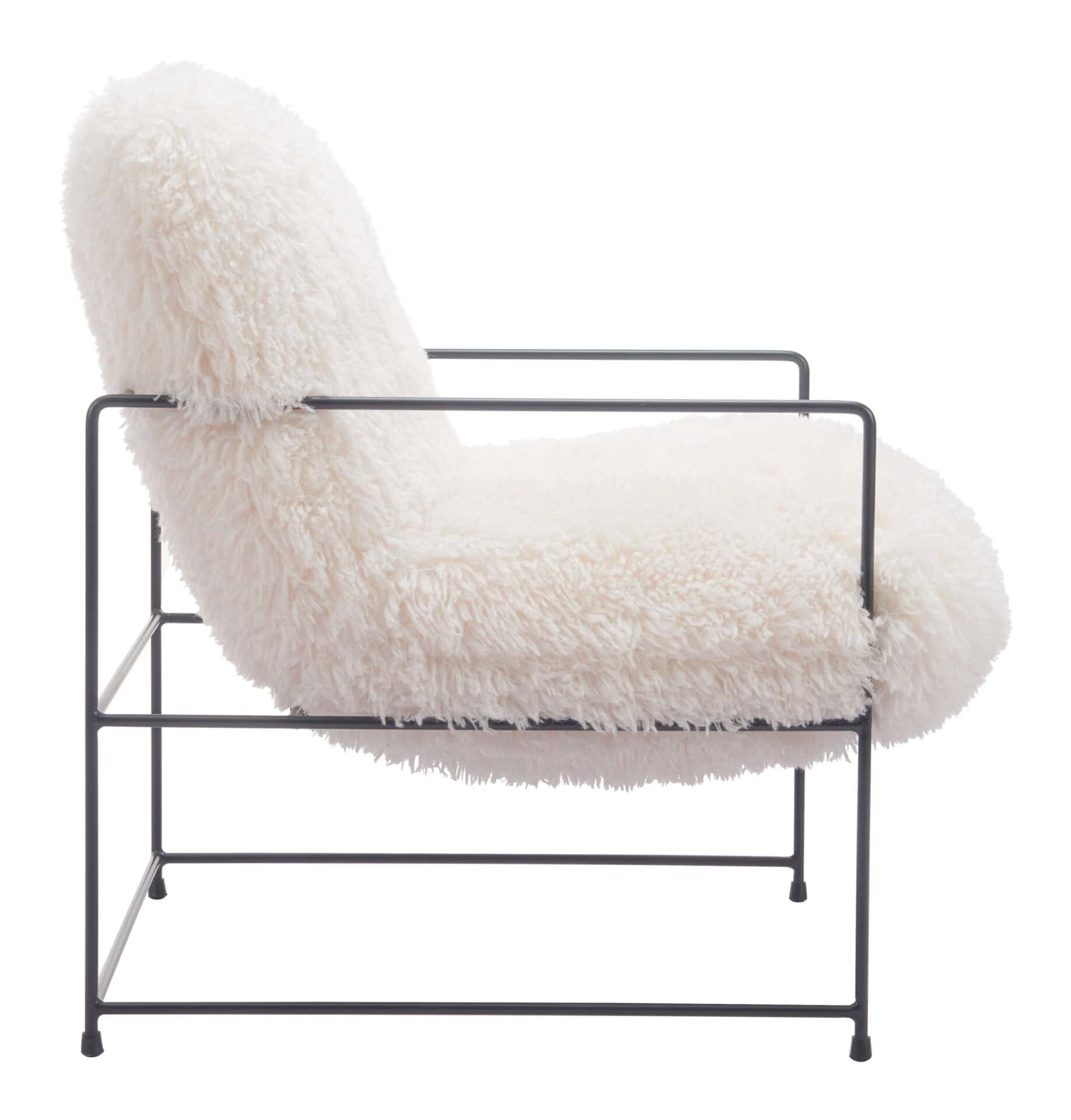 Shearling Accent Chair with Stainless Steel Base and Armrests 2 Shearling Accent Chair with Stainless Steel Base and Armrests - Image 2