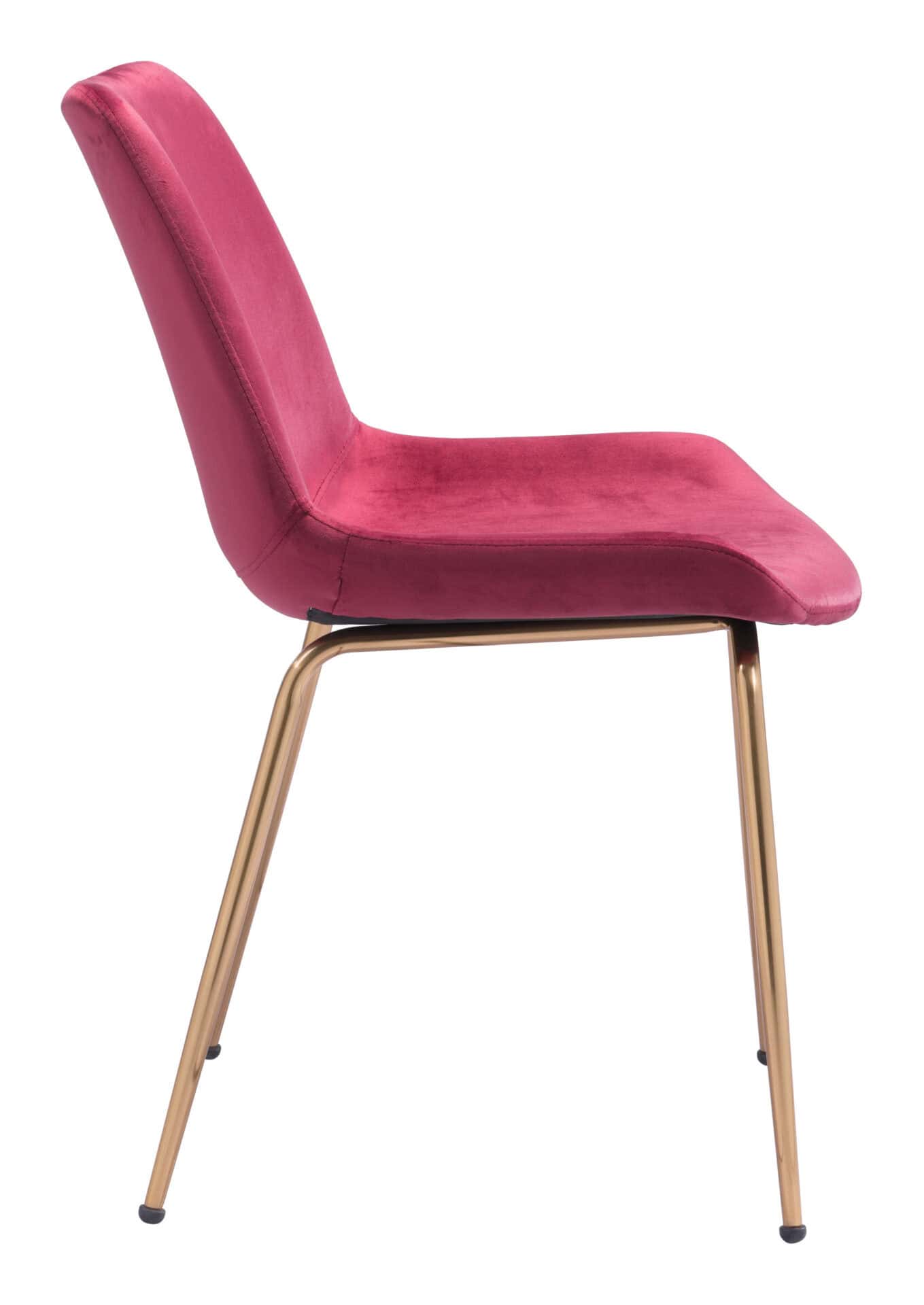 Velvet Red and Gold Dining Chairs with Steel Frame (Set of 2) 4 Velvet Red and Gold Dining Chairs with Steel Frame (Set of 2) - Image 4