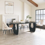 Ivory Dining Chair with Teddy Fabric and Steel Frame