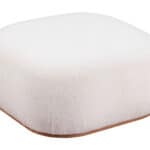 Cream Upholstered Sherpa Ottoman with Wood Veneer Legs 10 Cream Upholstered Sherpa Ottoman with Wood Veneer Legs