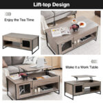 Lift Top Coffee Table with Storage and Hidden Compartment Gray 10 Lift Top Coffee Table with Storage and Hidden Compartment Gray