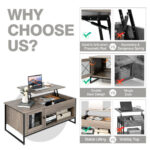 Lift Top Coffee Table with Storage and Hidden Compartment Gray 12 Lift Top Coffee Table with Storage and Hidden Compartment Gray