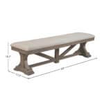 Farmhouse Solid Pine Upholstered Dining Bench Natural Finish