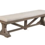 Farmhouse Solid Pine Upholstered Dining Bench Natural Finish