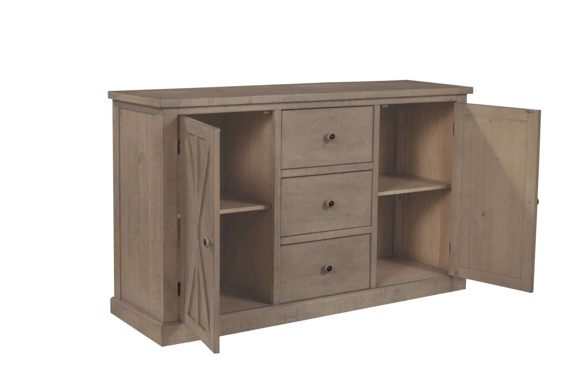 Natural Solid Pine Farmhouse Sideboard with Cabinets and Drawers 3 Natural Solid Pine Farmhouse Sideboard with Cabinets and Drawers - Image 3