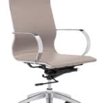 Taupe High Back Glider Office Chair with Lumbar Support and Tilt