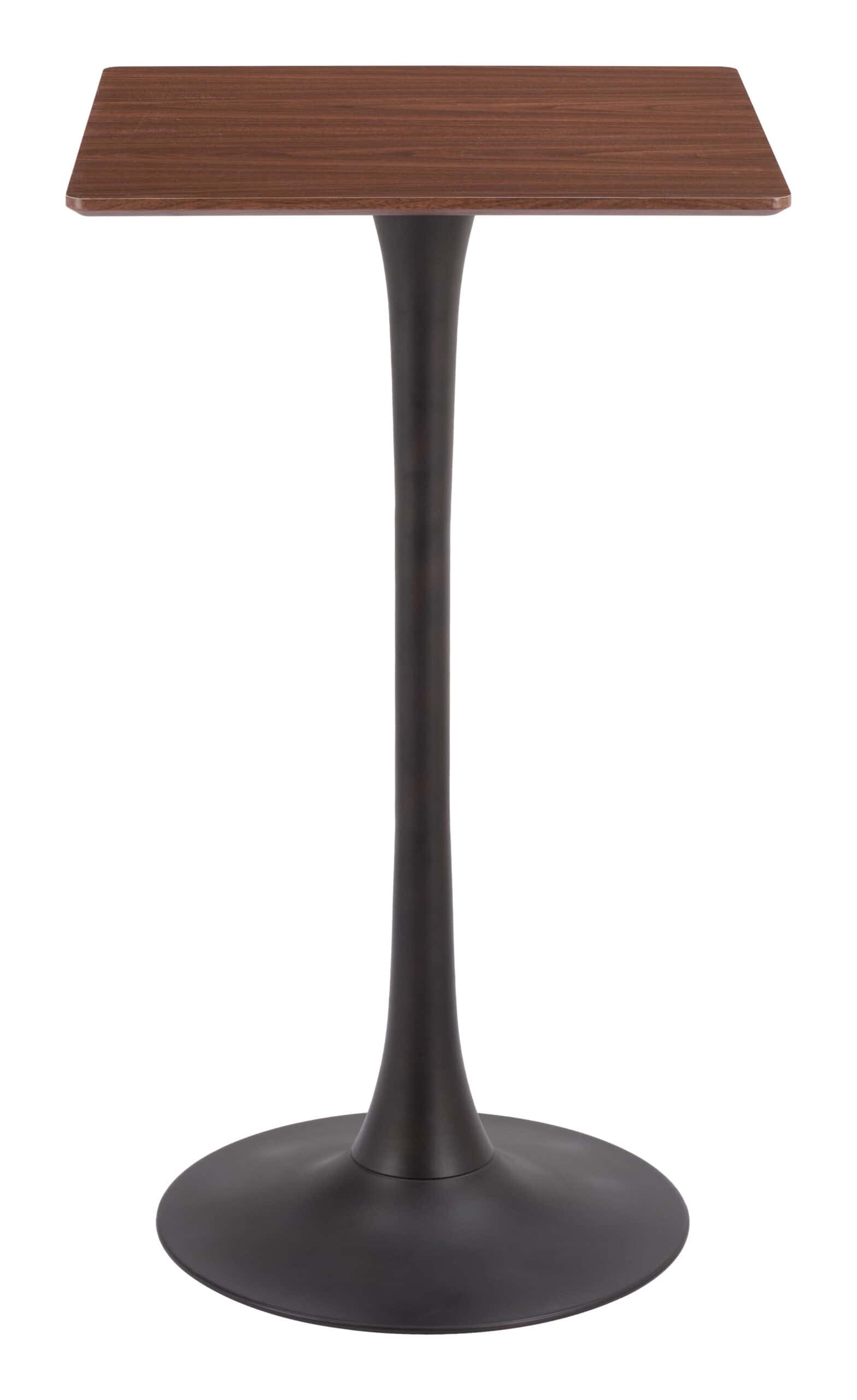 Modern Brown Bar Table with Square Top and Pedestal Base 7 Modern Brown Bar Table with Square Top and Pedestal Base