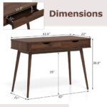 Space-Saving Computer Desk with Drawers and Sturdy Wood Legs
