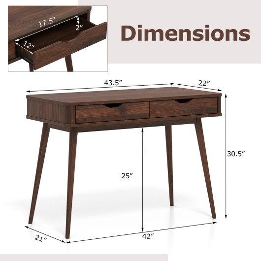 Space-Saving Computer Desk with Drawers and Sturdy Wood Legs - Image 5