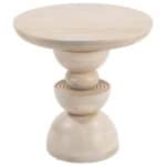 Natural Mango Wood Round Accent Table with Rubber Feet Protection 12 Natural Mango Wood Round Accent Table with Rubber Feet Protection