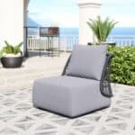 Gray Outdoor Accent Chair with Aluminum Frame and Olefin Cushions