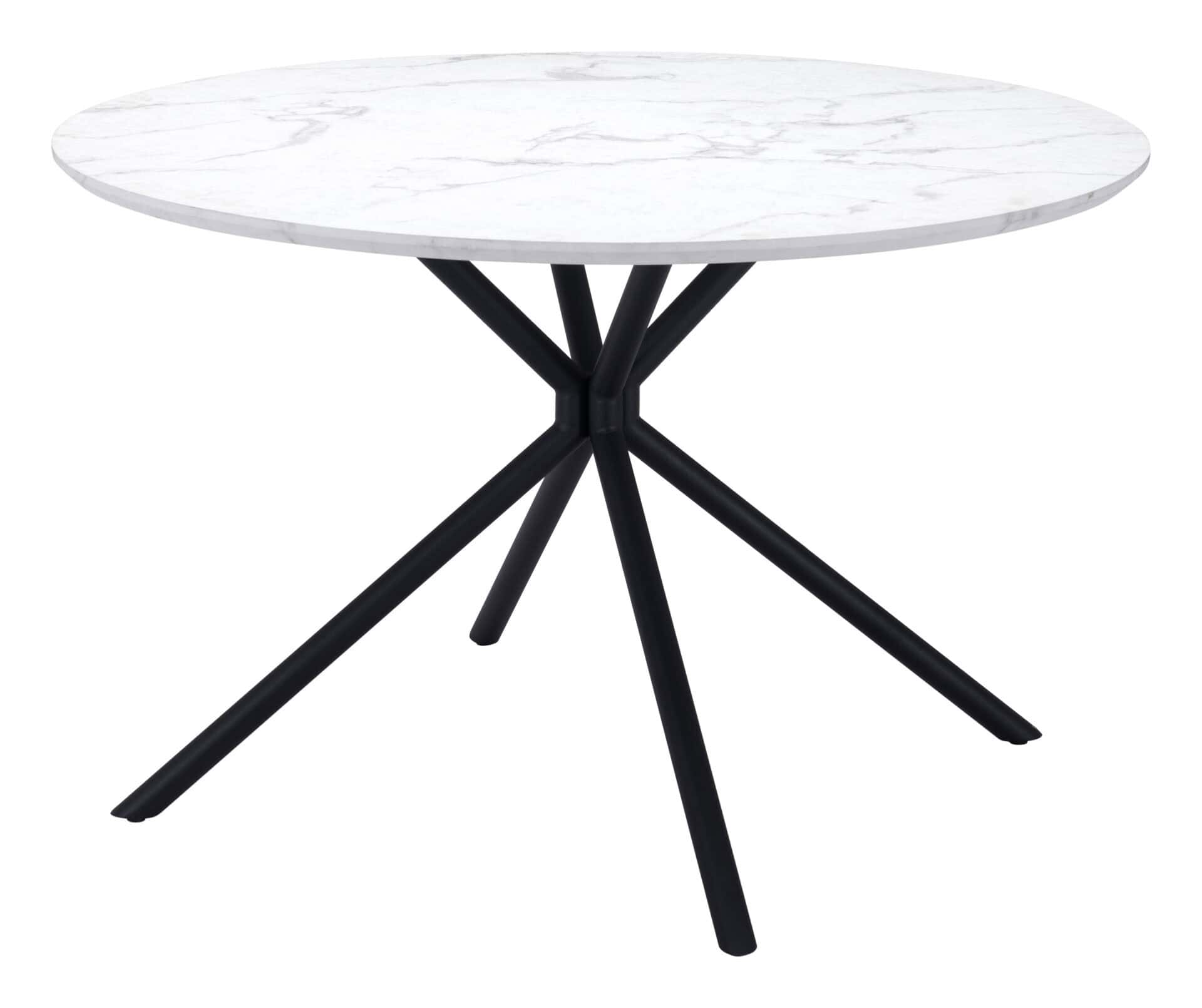 Mid Century Modern Round Dining Table with Marble Print Top 2 Mid Century Modern Round Dining Table with Marble Print Top - Image 2