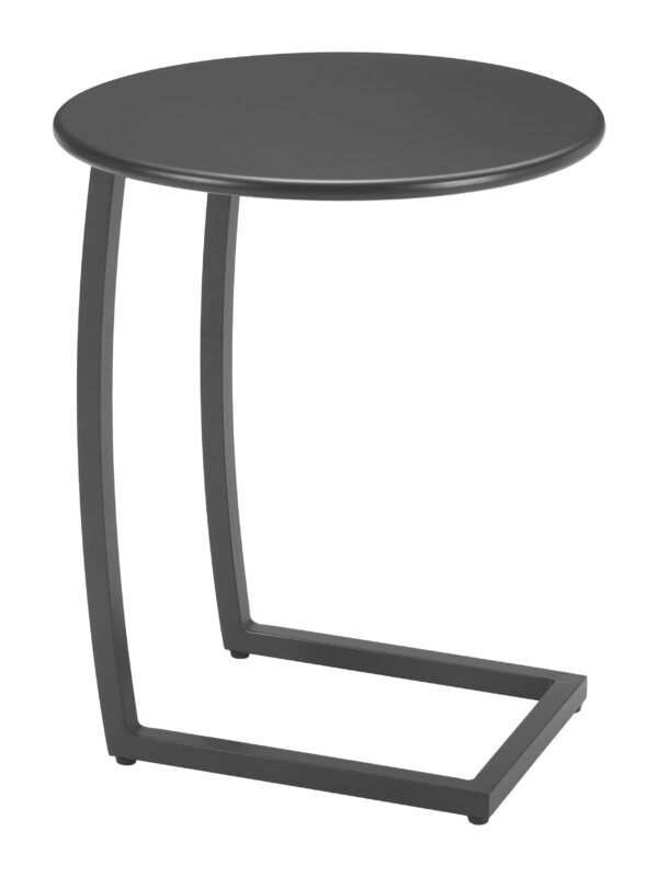 Modern Black Aluminum End Table with Faux Wood Top