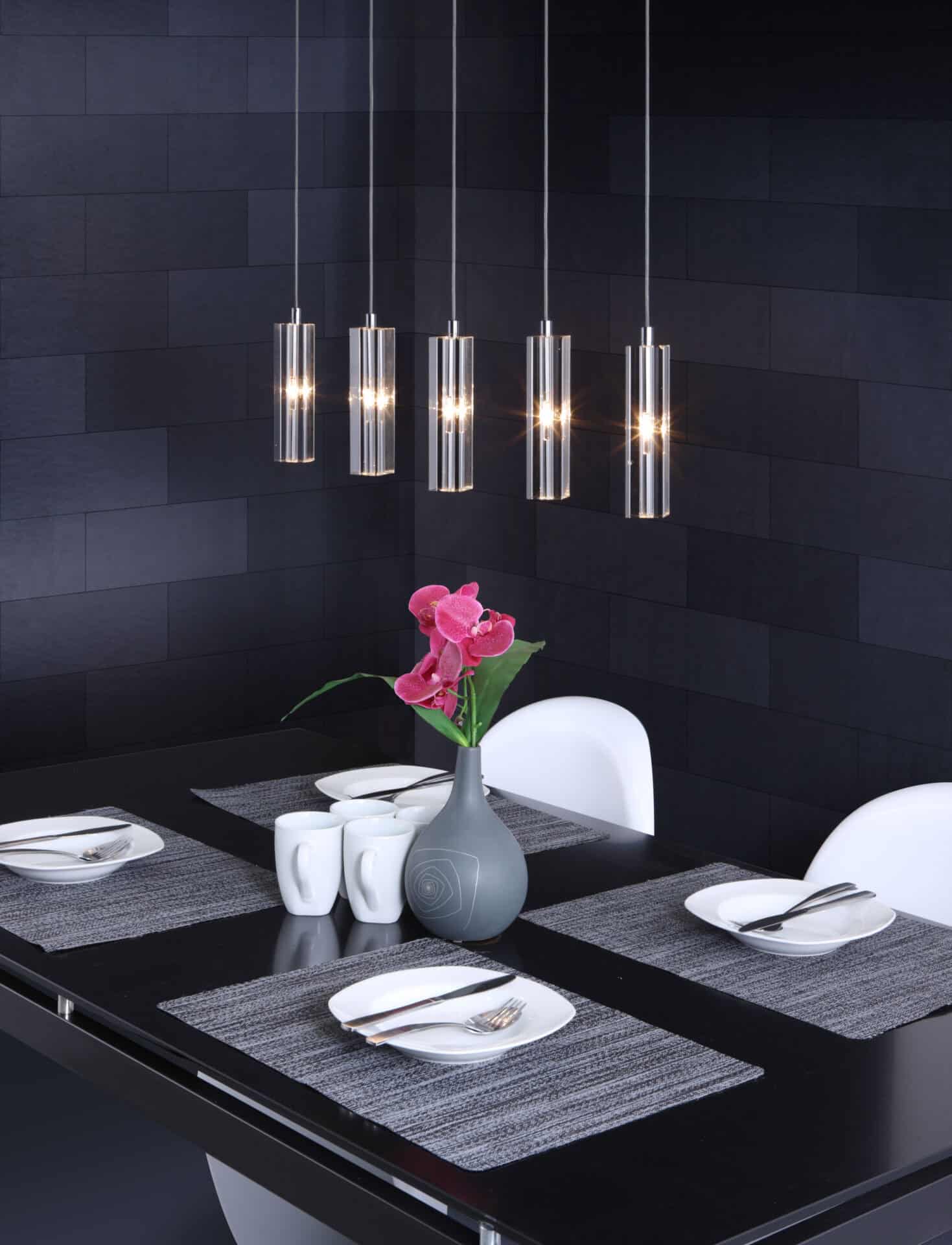 Five Bulb Chrome Ceiling Lamp with Sleek Halogen Lights 1 Five Bulb Chrome Ceiling Lamp with Sleek Halogen Lights
