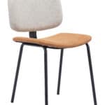 Beige and Brown Dining Chair with Faux Leather and Steel Legs (Set of 2) 14 Beige and Brown Dining Chair with Faux Leather and Steel Legs (Set of 2)