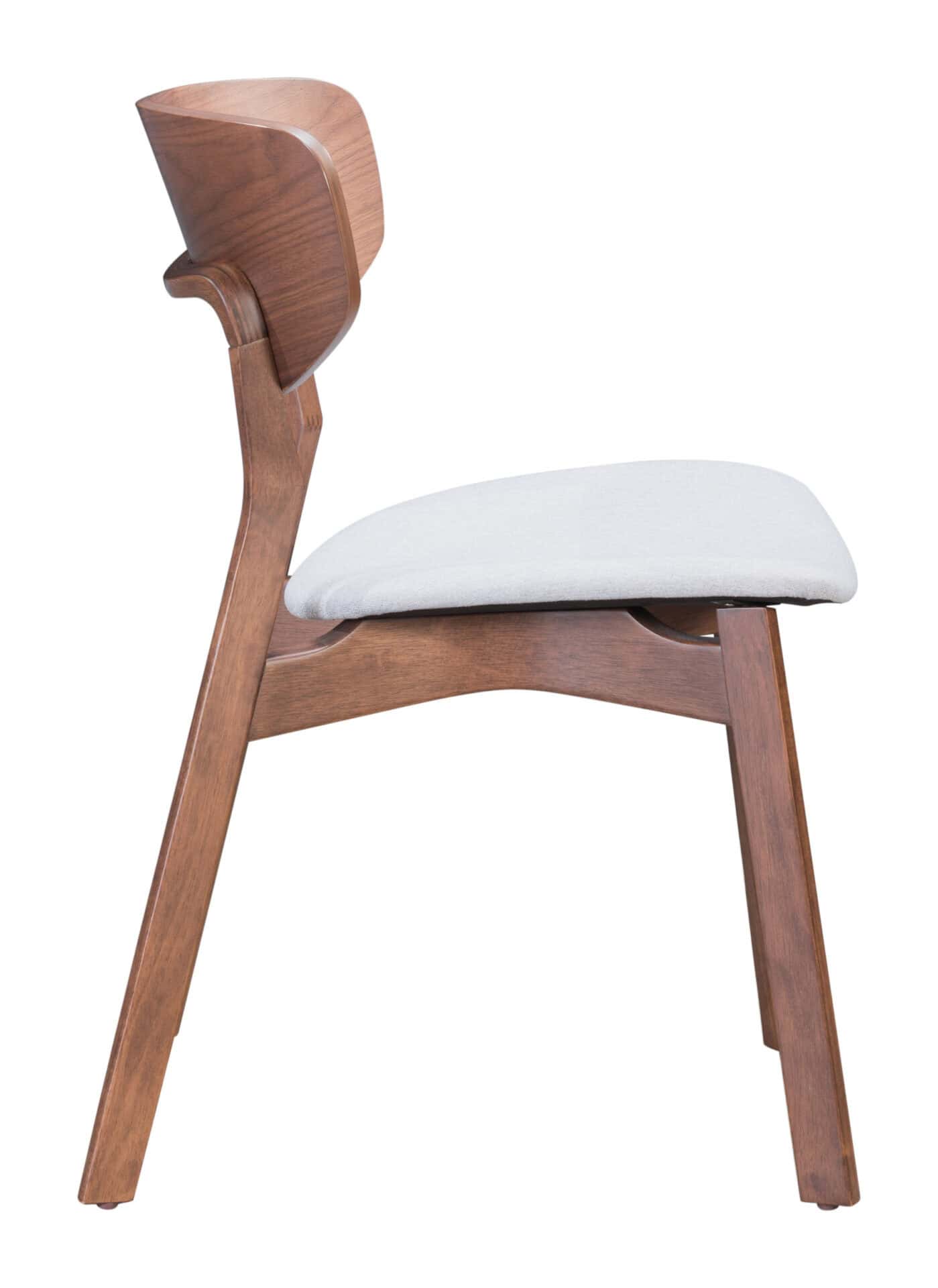 Retro Modern Walnut Dining Chair with Gray Cushion (Set of 2) 4 Retro Modern Walnut Dining Chair with Gray Cushion (Set of 2) - Image 4