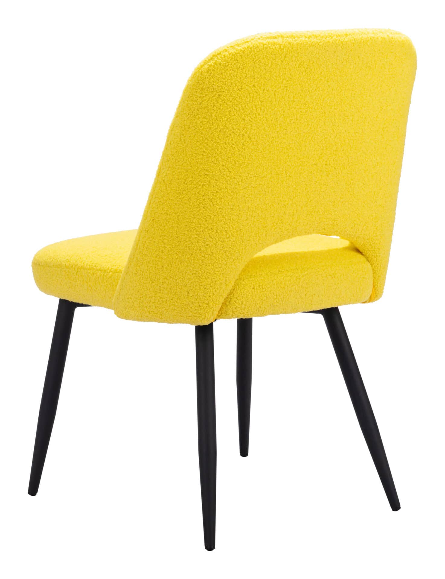 Yellow Shearling-Style Dining Chair with Steel Legs (Set of 2) 8 Yellow Shearling-Style Dining Chair with Steel Legs (Set of 2) - Image 8