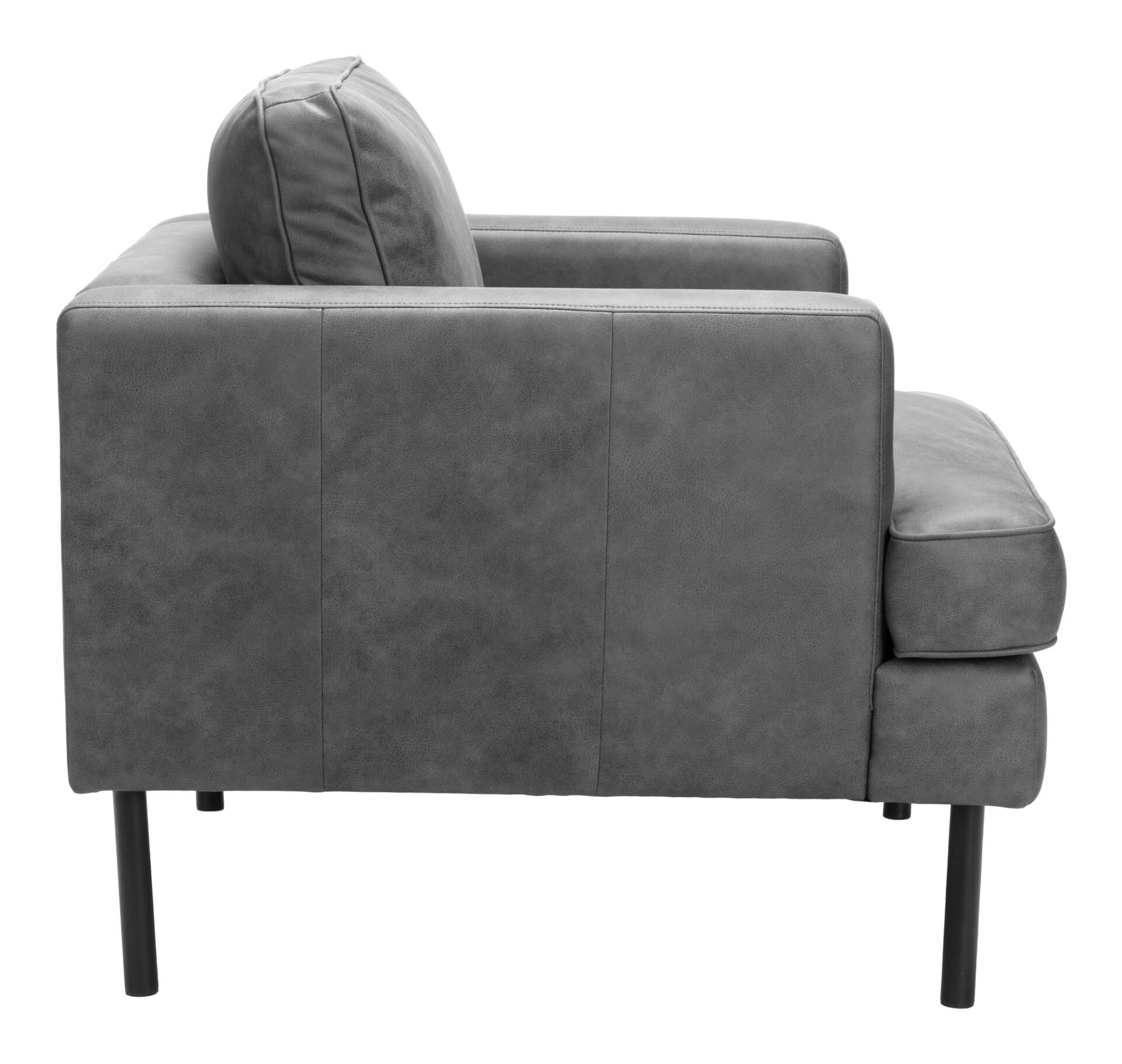 Vintage Gray Modern Armchair with Steel Legs and Armrests 4 Vintage Gray Modern Armchair with Steel Legs and Armrests - Image 4
