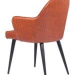 Brown Faux Leather Dining Chair with Steel Frame and Armrests