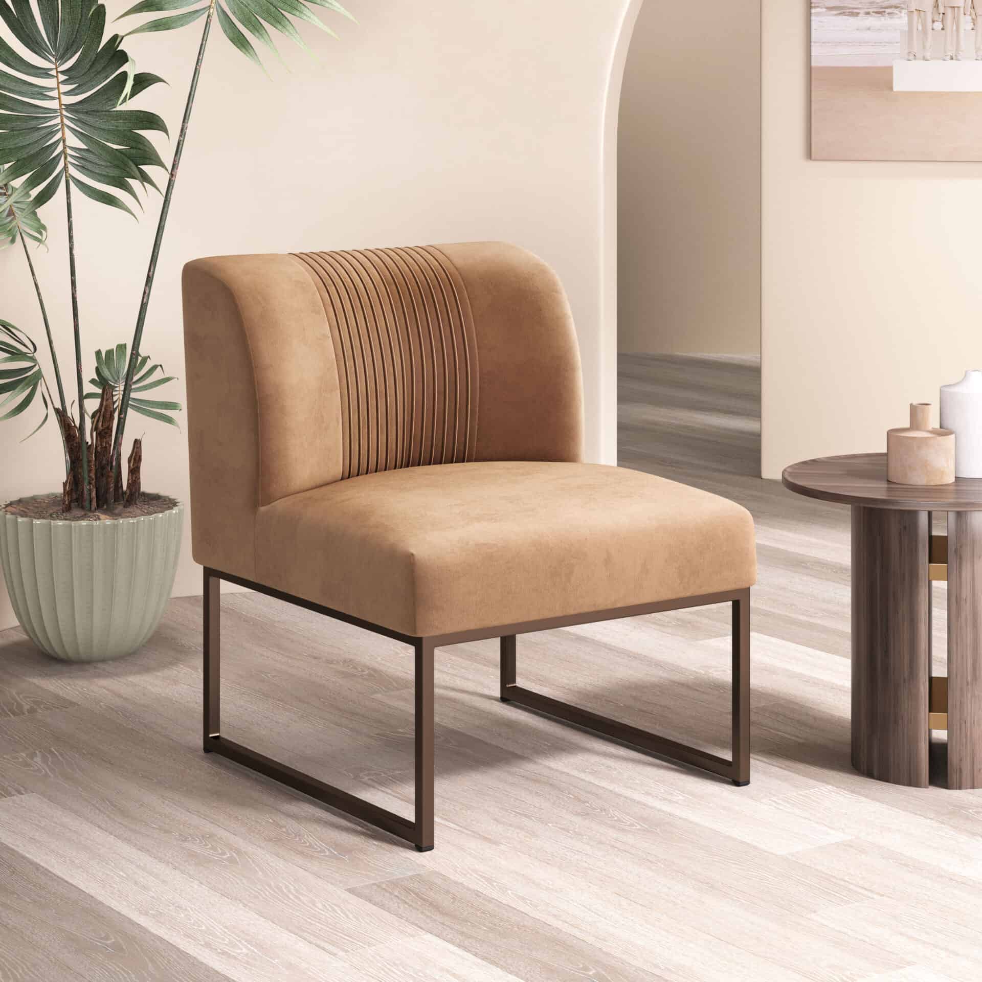 Modern Velvet Accent Chair with Powder Coated Steel Base 1 Modern Velvet Accent Chair with Powder Coated Steel Base